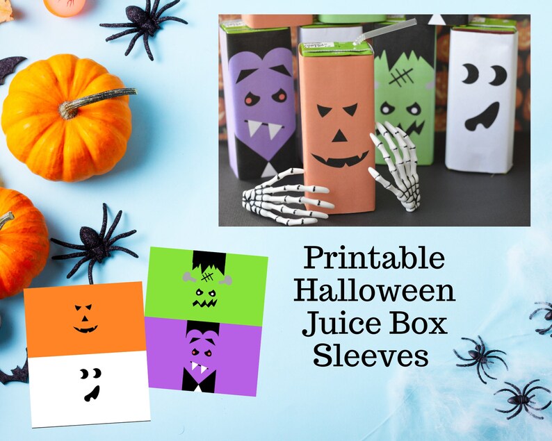 Printable Halloween Juice Box Sleeves | Halloween Printable | Halloween ...