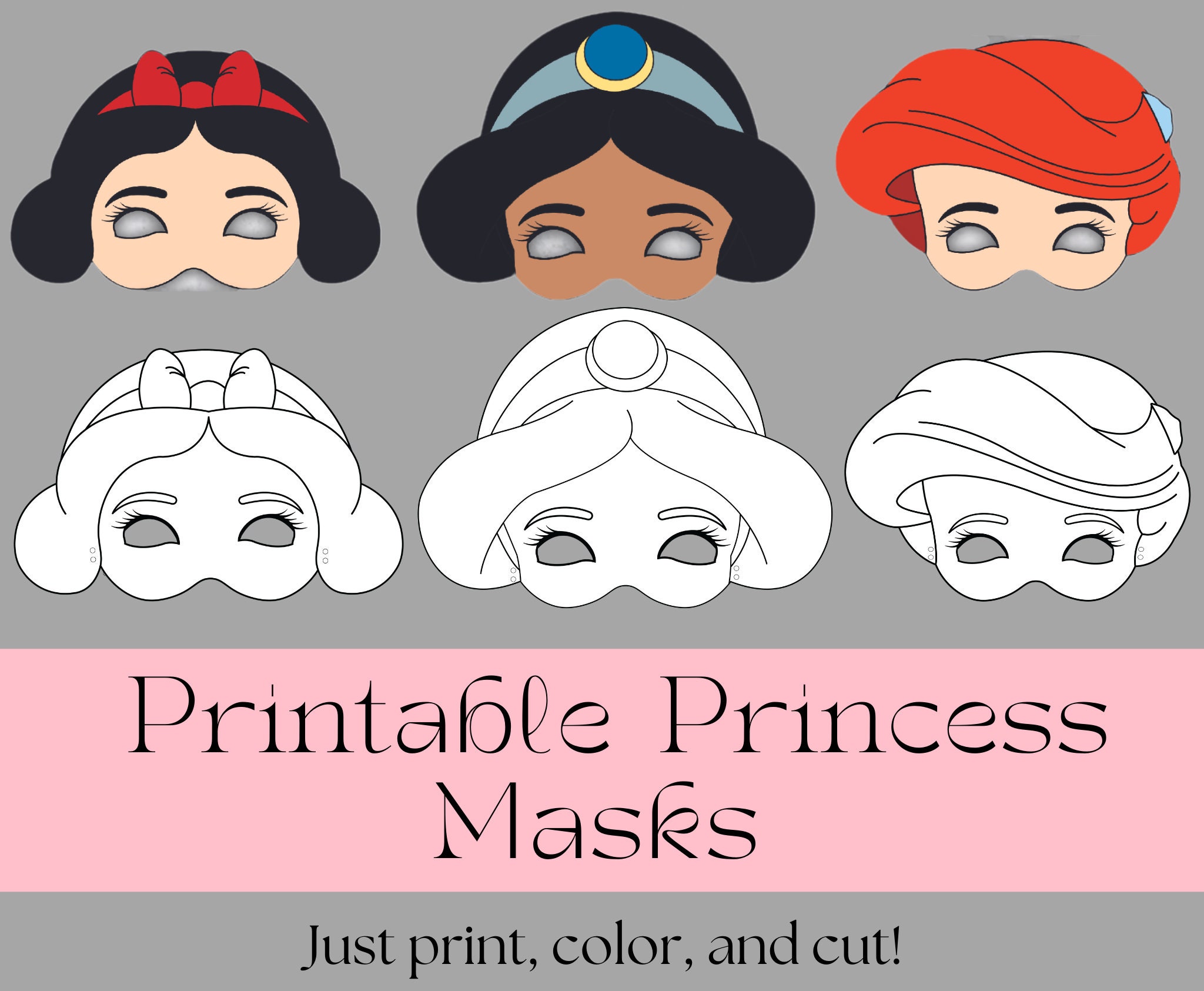 Masque Princesse Disney à Imprimer Printable Princess Masks DIY Princess Mask Princess - Etsy Canada