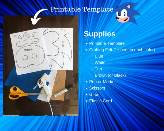 Printable Sonic Mask Template DIY Sonic Mask Blue Hedgehog Hong Kong