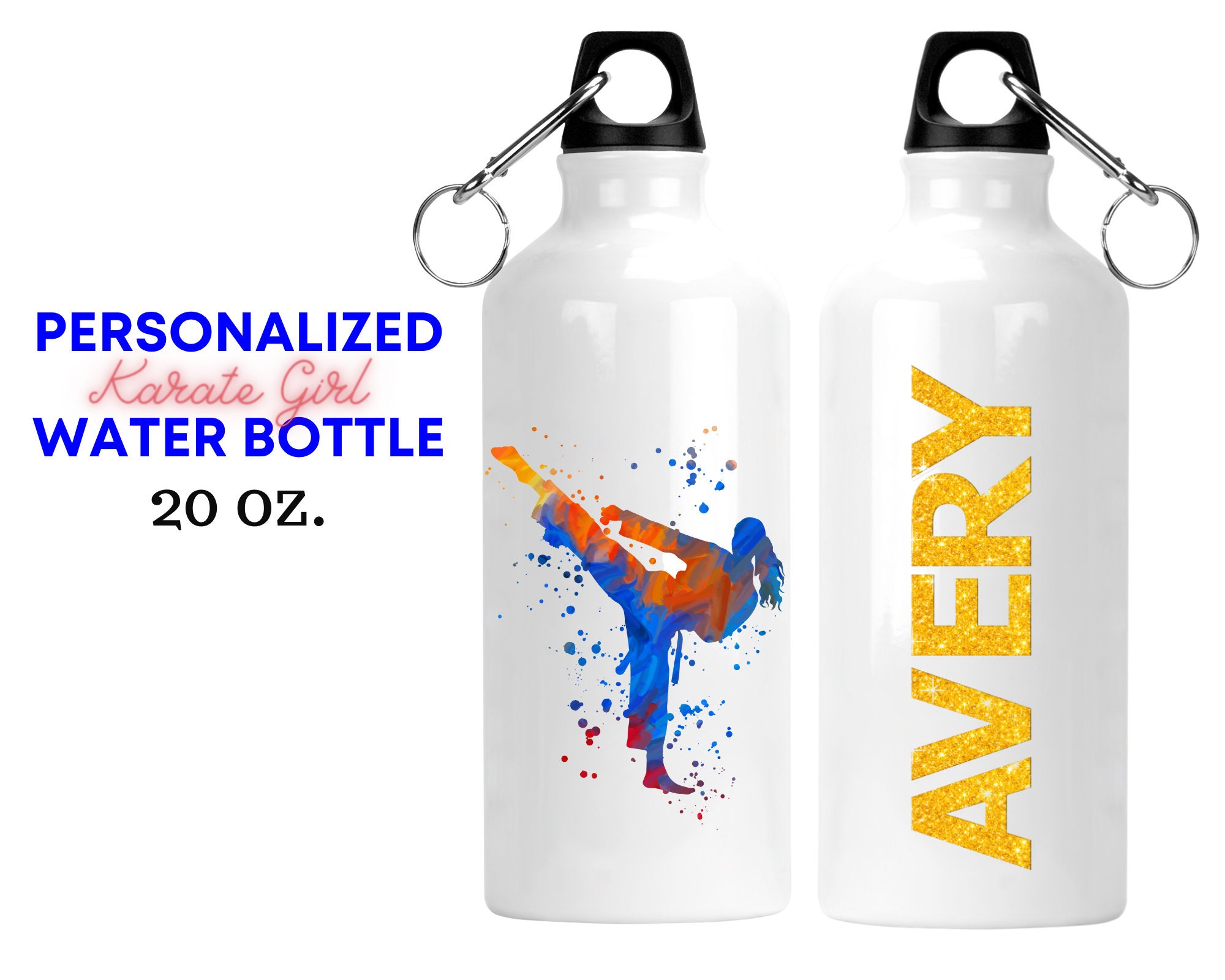 Personalized Ninja Water Bottle, Engraved Water Bottle, Karate, Ninja,  metal water bottle
