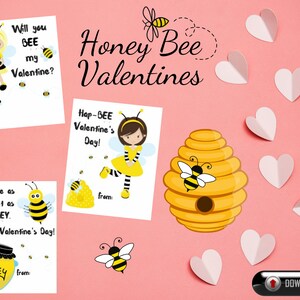 Printable Valentine&#39;s Day Cards | Honey Bee Valentines | Bee Valentines | PDF | Instant Digital Download