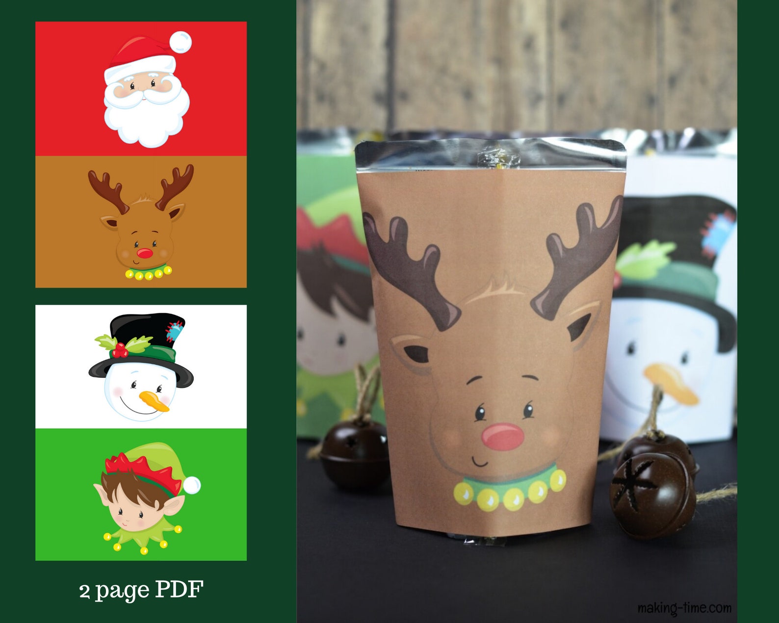 Printable Christmas Juice Pouch Sleeves | Christmas Printable | Holiday ...