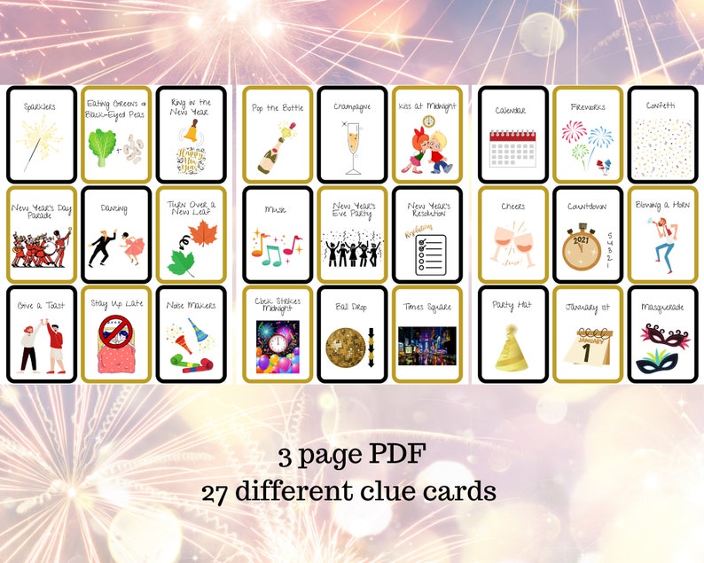 Printable New Year's Eve Charades Charades Family Charades New Year's