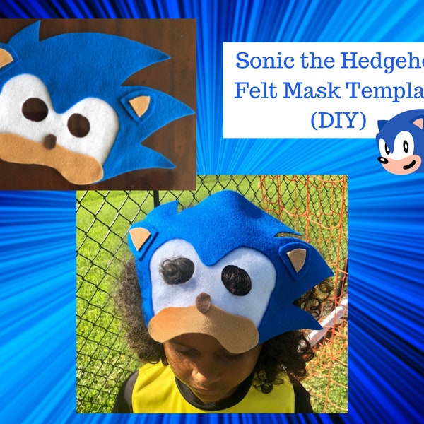 Modèle de masque sonique imprimable | Masque sonique bricolage | Masque de hérisson bleu | Modèle de masque