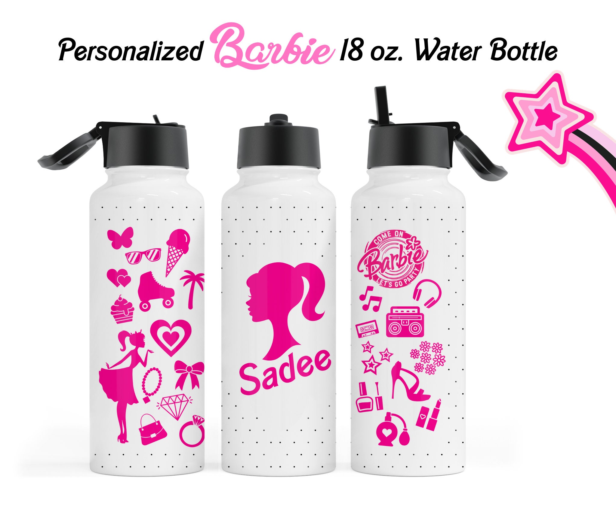 Personalized Barbie 18 Oz. Water Bottle Kids Water Bottle Etsy