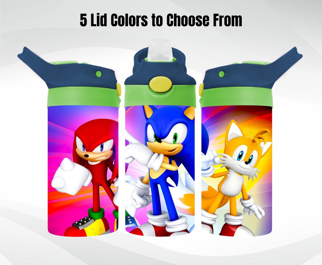 Sonic Trio 12 Oz. Water Bottle Sonic Tails Knuckles Blue Hedgehog Kids ...