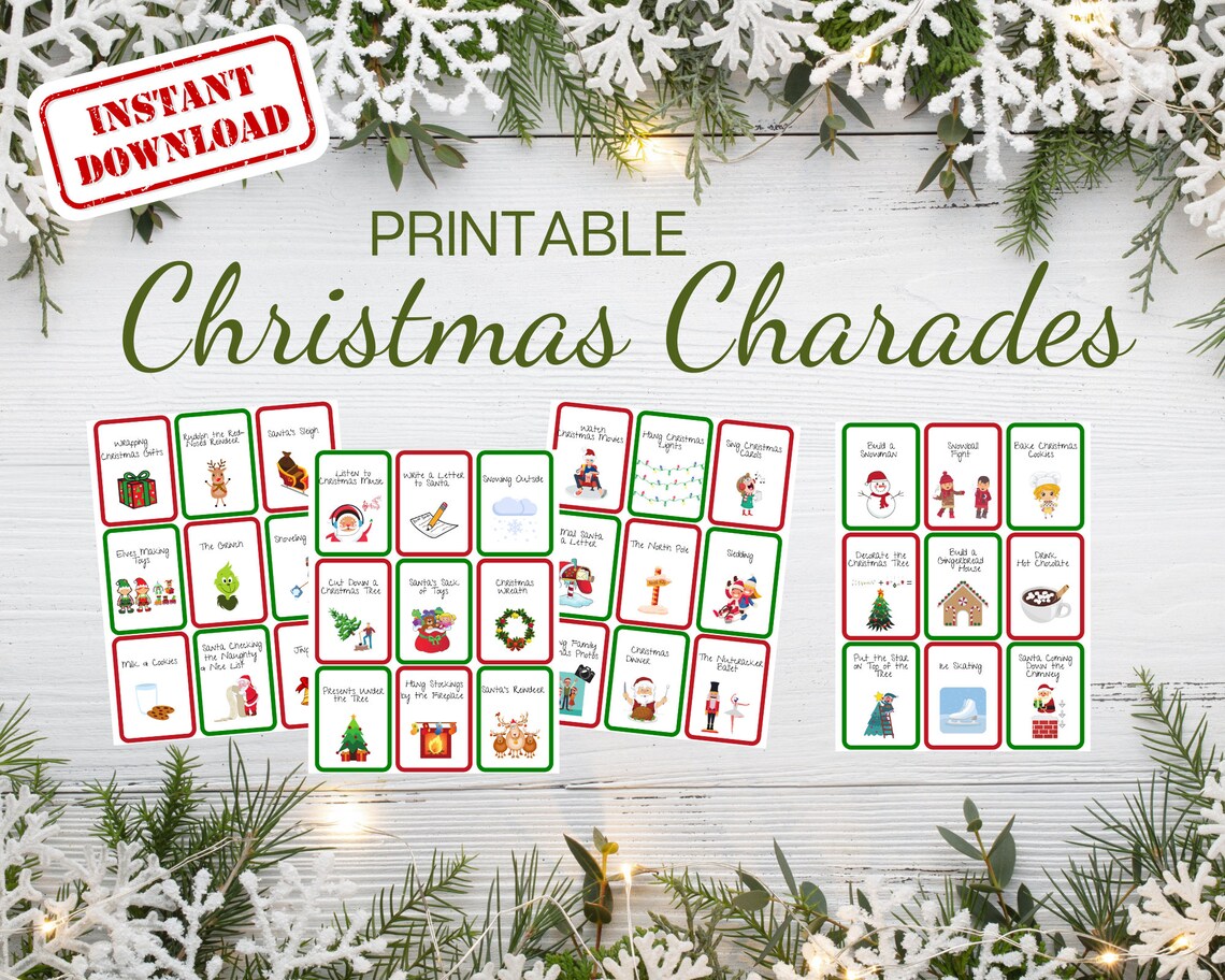 Printable Christmas Charades Christmas Charades for Kids Christmas