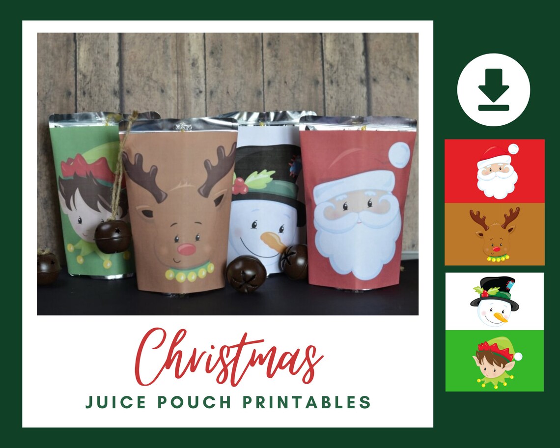 Printable Christmas Juice Pouch Sleeves | Christmas Printable | Holiday ...