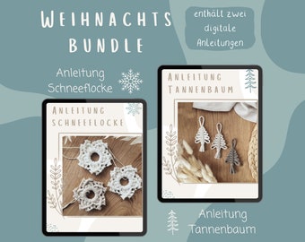 Macrame instructions Christmas bundle | Snowflake & Christmas tree | PDF Download | German