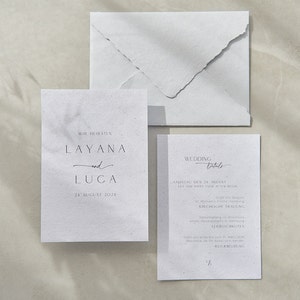 Minimalist wedding invitation "Layana" hand-made paper in Din A6 with trimmed edges • optional with envelope • SAMPLE