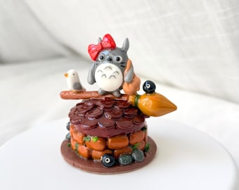 Handmade Witch Totoro Figurine – Polymer Clay Ghibli Crossover