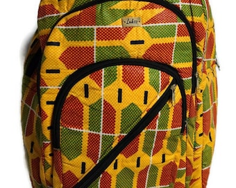 Multi-color African print backpack