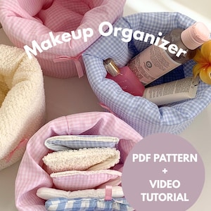 Vanity Bucket Sewing Pattern – Beginner Friendly, PDF Download, Cosmetic Storage Baskets with Bow