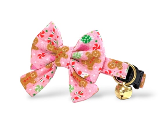 Pink kitten collar with bow sale
