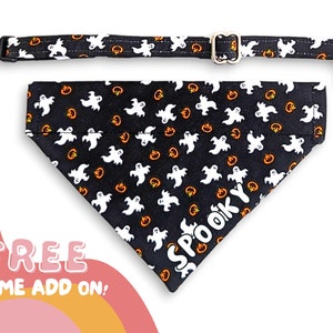 Ghosts and Pumpkins Cat Bandana ~ ONE Size for Cats and Small Dogs ~ Halloween Over The Collar Cat & Small Dog Bandana ~ Spooky Cat Bandana