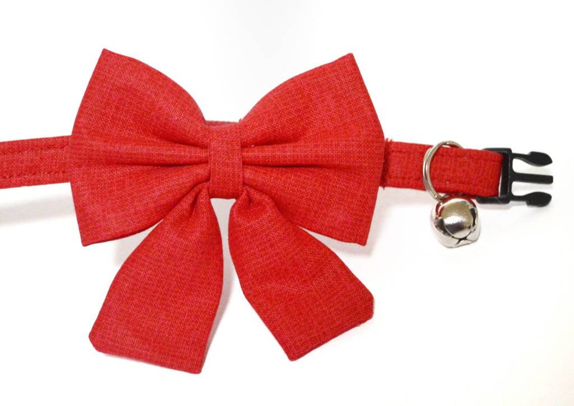 Classic Red Cat Collar & Red Bow Set Red Cat Collar with Etsy
