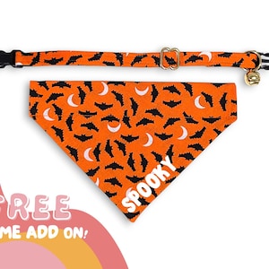 Halloween Bats Cat Bandana ~ ONE Size for Cats and Small Dogs ~ Halloween Over The Collar Cat & Small Dog Bandana ~ Spooky Moon Cat Bandana