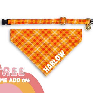 Fall Orange Plaid Cat Bandana ~ ONE Size for Cats and Small Dogs ~ Halloween Over The Collar Cat & Small Dog Bandana ~ Autumn Cat Bandana