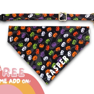 Spooky Pumpkins Cat Bandana ~ ONE Size for Cats and Small Dogs ~ Halloween Over The Collar Cat & Small Dog Bandana ~ Cute Cat Bandana
