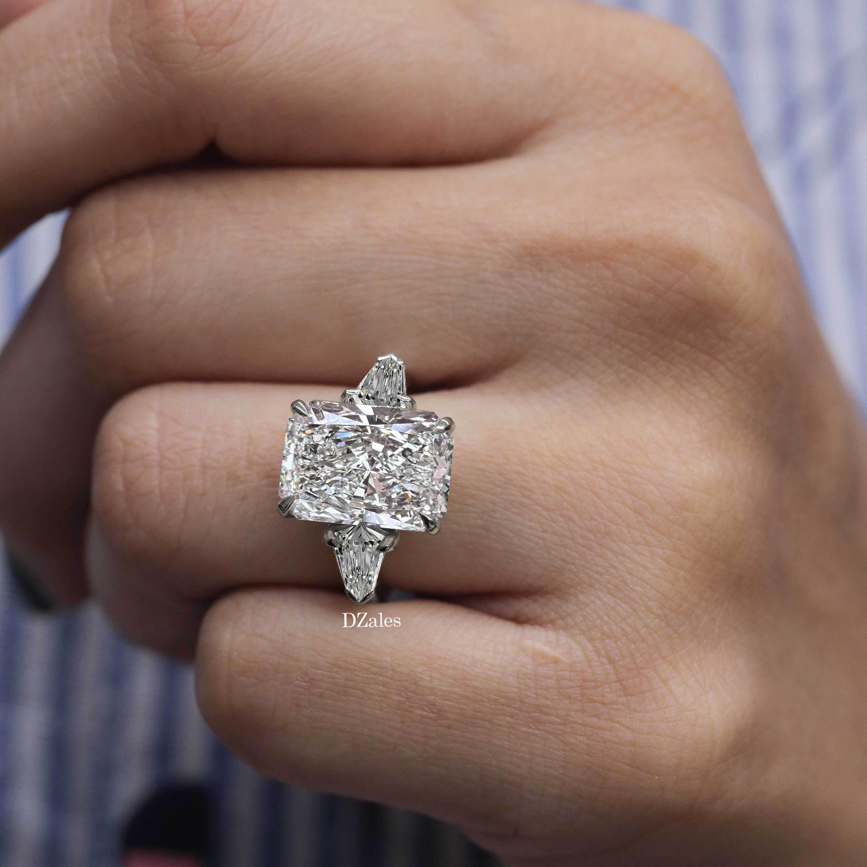 Tiffany Three Stone Engagement Three Baguette Wedding Band Lotus