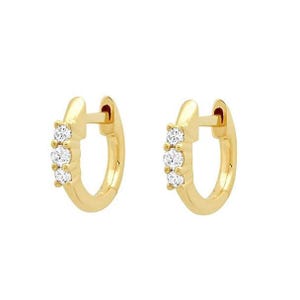 14k solid gold huggie earrings Huggie Hoop Earrings diamond huggies tiny gold hoops small hoop earrings cartilage hoop cartilage earring