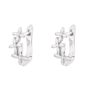 Aros de oro de 14 quilates, aros con forma de flor, mini aros de 7 mm y 8 mm, aros de oro macizo, aros para cartílago, pequeños aros de oro.