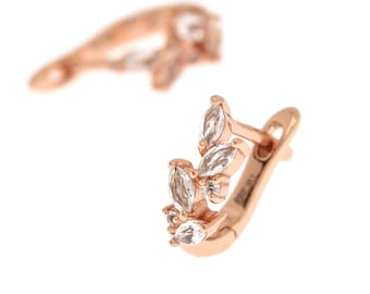 14k Gold Diamond Huggie Hoop Earring: Cartilage Earring