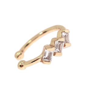 14K Massiv Gold Ohr Manschette Fake Conch Piercing Diamant Knorpel Manschette kein Piercing Conch Ohrring Fake Piercing Ohr Manschette Schmuck