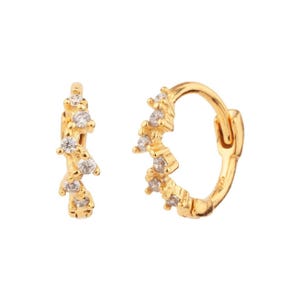 14K gold huggie hoop earrings real diamond huggie earrings helix hoop helix piercing tiny diamond hoops cartilage earring cartilage hoop