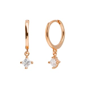 14k gold huggie hoop earrings small hoop earrings with charm natural diamond drop dangle huggie earrings cartilage hoop tiny gold hoops