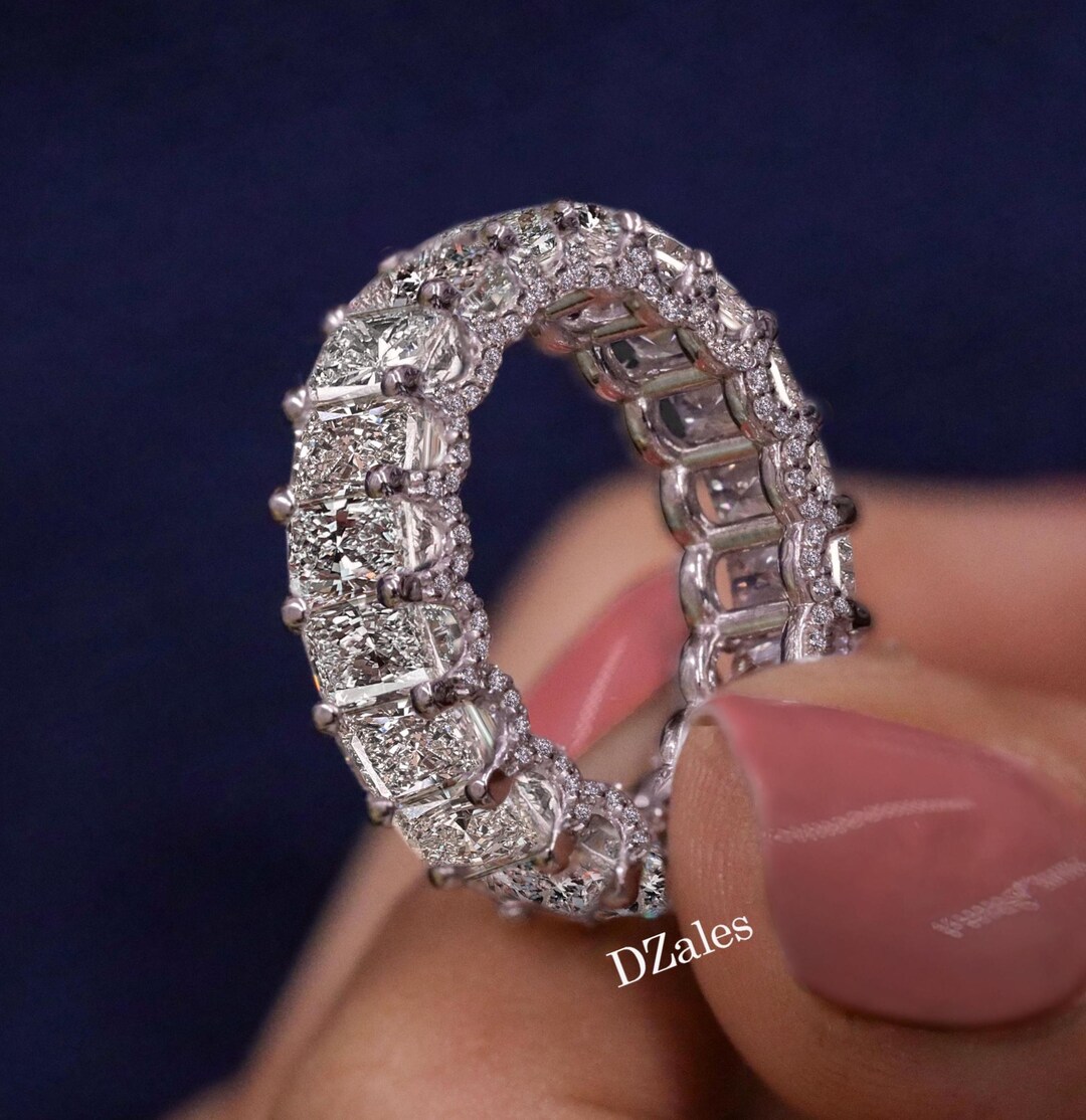 Radiant Moissanite Full Eternity Wedding Band 14k White Gold ...