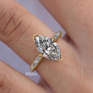 ラボで育成されたダイヤモンドリング 14K ゴールド エンゲージリング 2.5 CT マーキスリング ラボで育成されたリング 記念日の贈り物 結婚指輪セット 記念日の贈り物