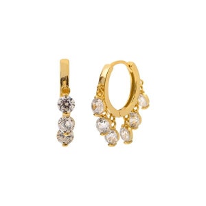 Diamond Hoop Earrings 14K Yellow Gold with Charm Hoop Earrings,Elegant Mini Gold Hoops,diamond drop,small gold hoops,dangle earrings