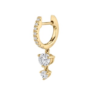 small diamond hoops with charm,14k solid gold huggie hoop earring,tiny diamond hoop with diamond Drop Dangle,Natural diamond huggie earrings