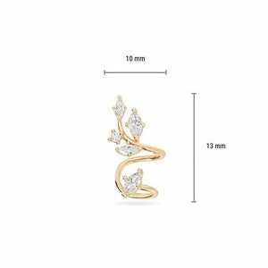 solid gold ear cuff ear cuff no piercing fake piercing leaf ear cuff cartilage cuff fake helix piercing diamond ear cuff earrings helix cuff