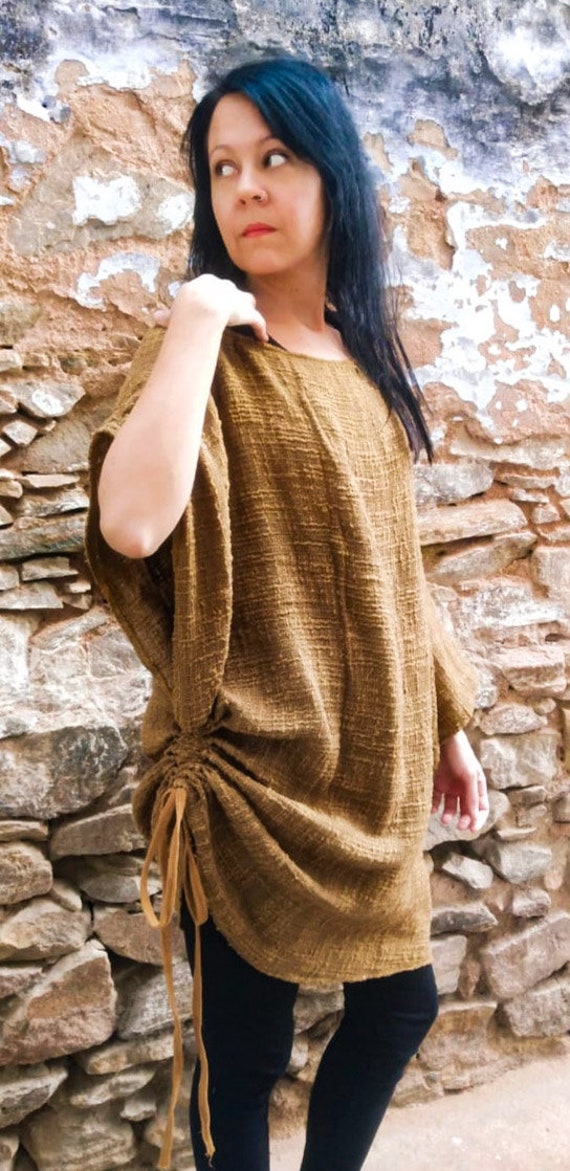 oversized poncho dress 42 inches long dress, boho chic oversized handmade poncho, relax fit Hand knit unisex poncho