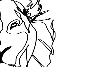 Lion Line Drawing Etsy