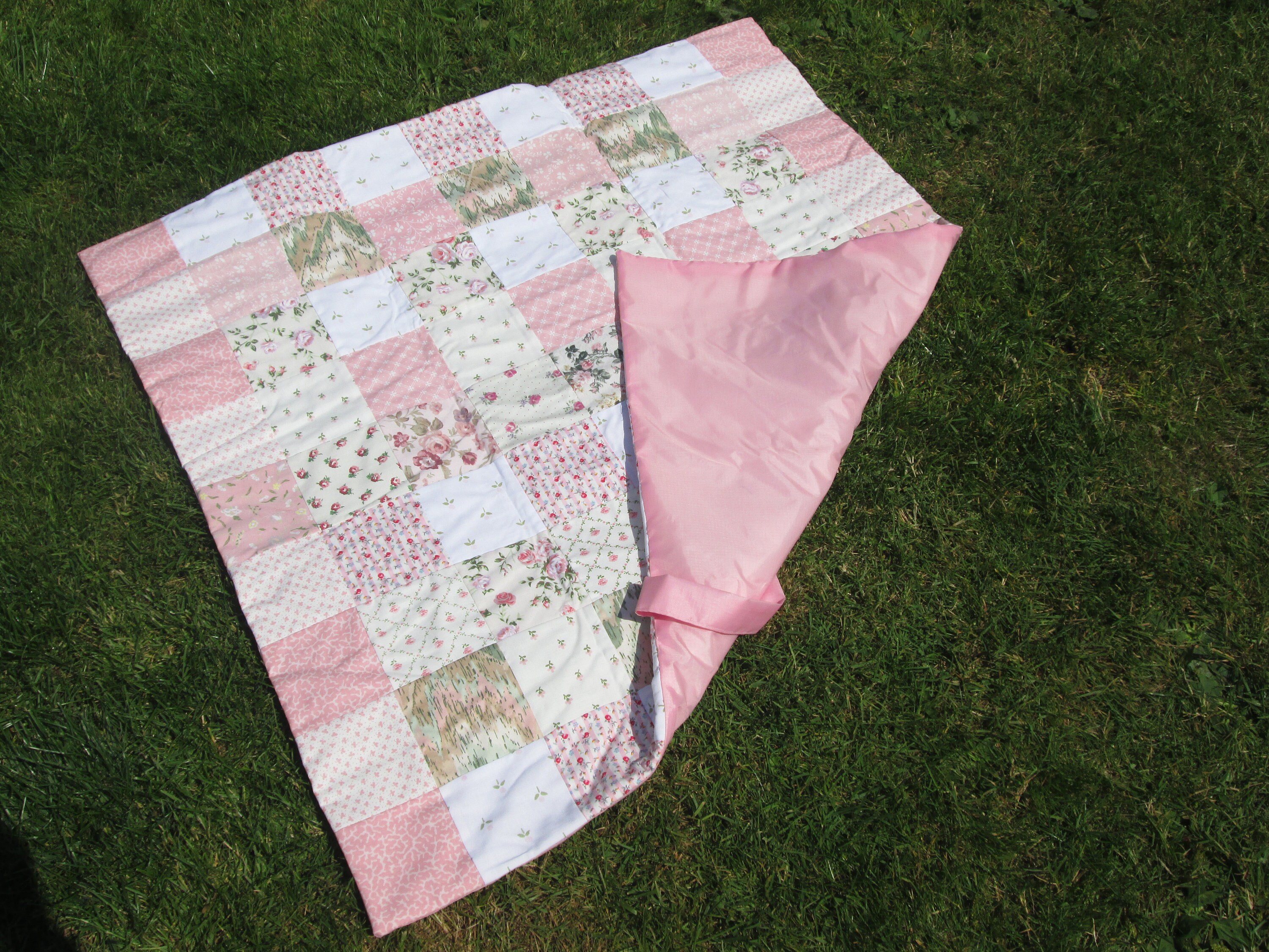 Vintage patchwork picnic blankets with waterproof back Etsy