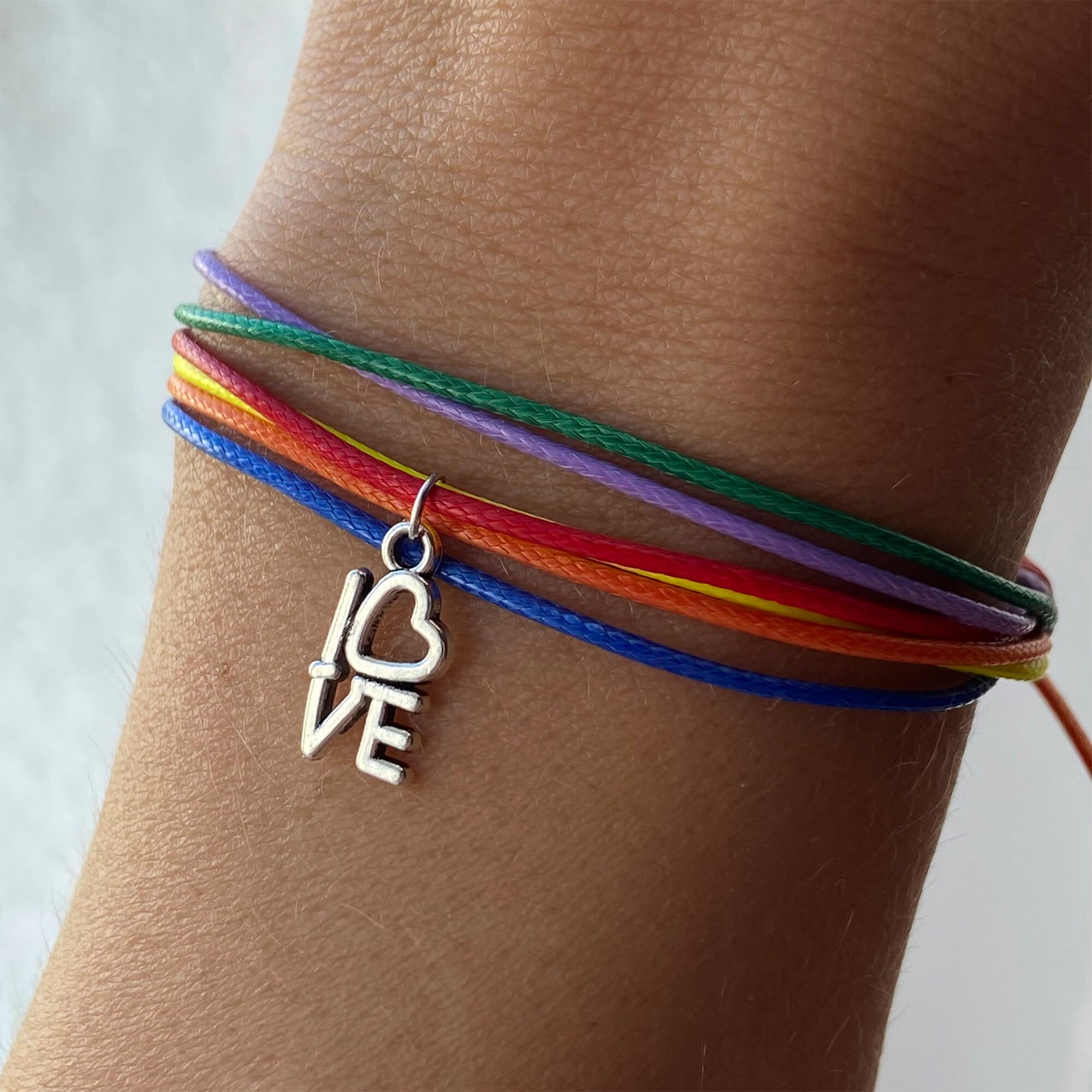 Regenbogen Armband 2-tlg - LGBTQ Pride Bracelet Aus Stoff