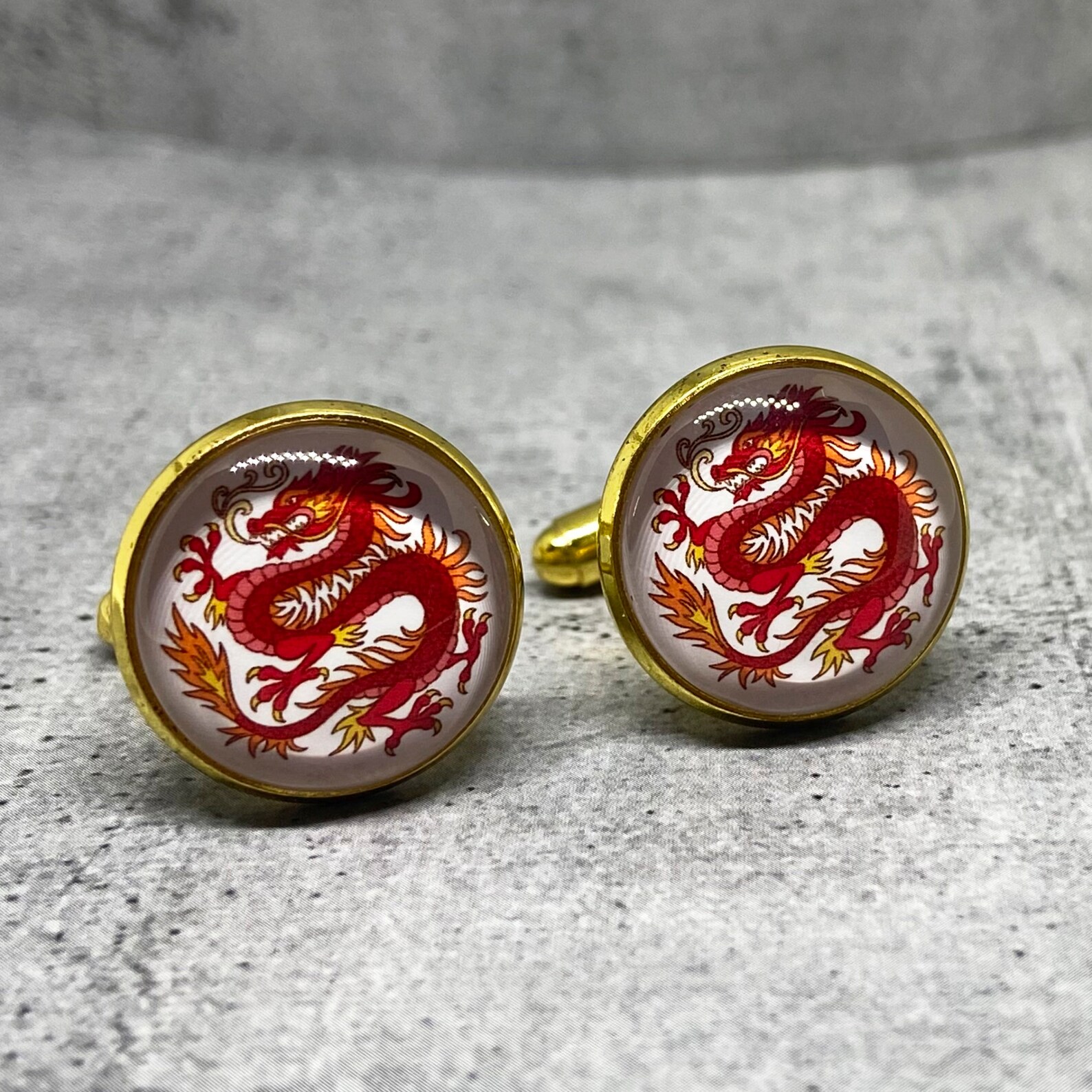 Chinese dragon cufflinks Dragon cuff links Fantasy Men Etsy