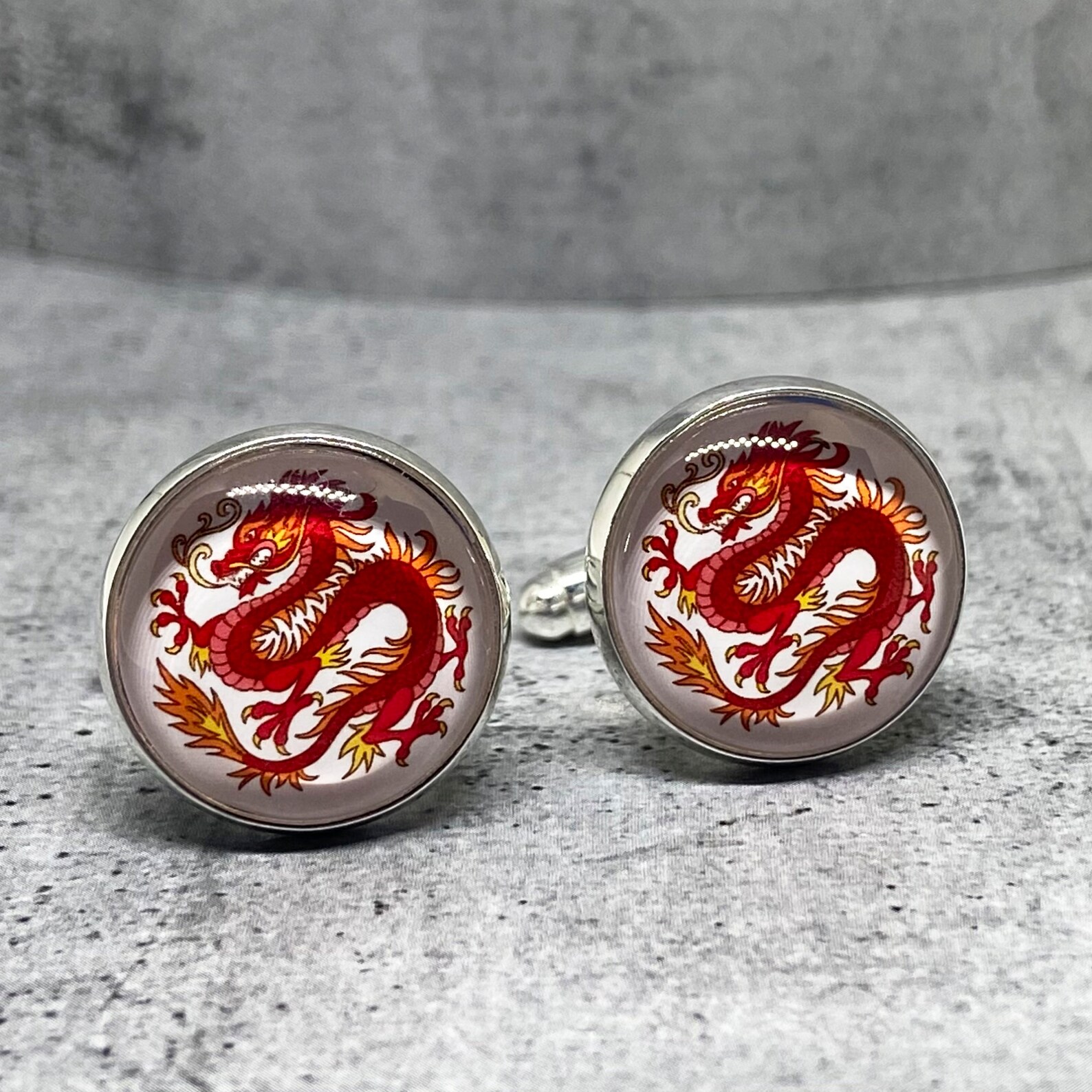 Chinese dragon cufflinks Dragon cuff links Fantasy Men Etsy