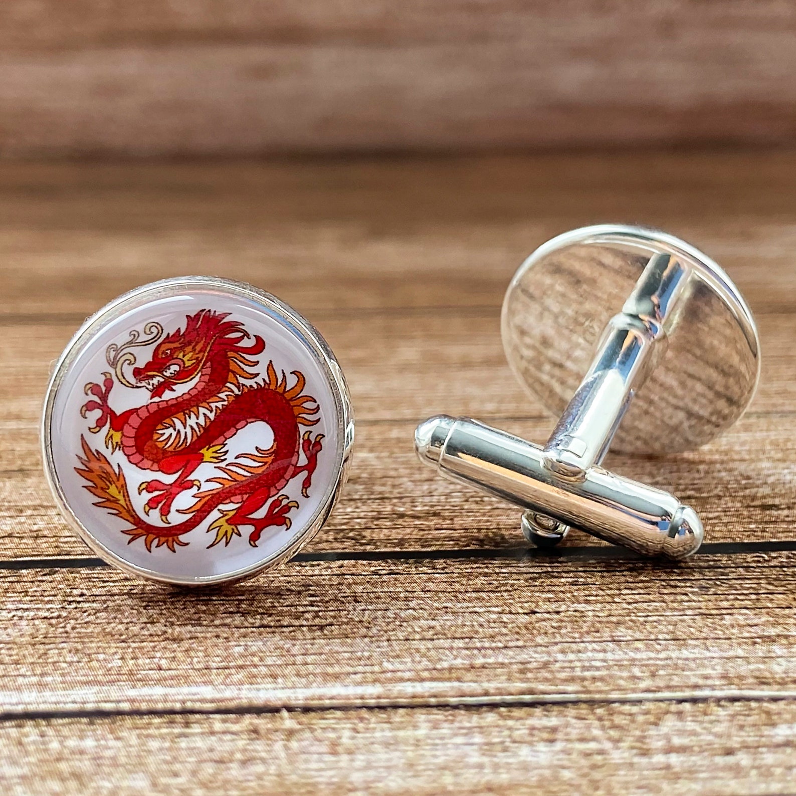 Chinese dragon cufflinks Dragon cufflinks Fantasy Men Etsy