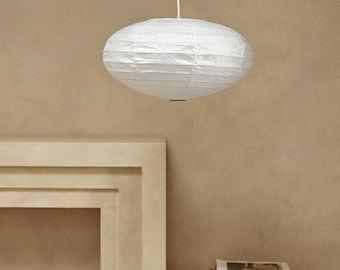 Japanese Style Oval-Shaped Paper Lamp Shade 50cm, Paper Lantern, Paper Shades, Handmade Pendant Light Shade