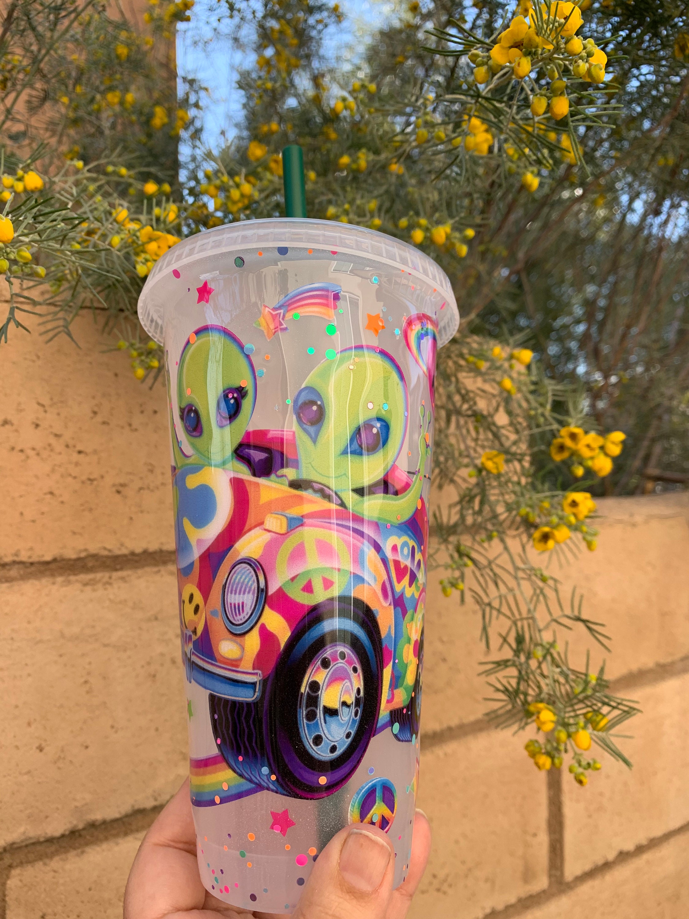 Handmade Alien inspired Venti Starbucks tumbler coated in Epoxy