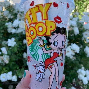 Handmade Betty Boop Venti Frosted Starbucks inspired tumbler coated in resin