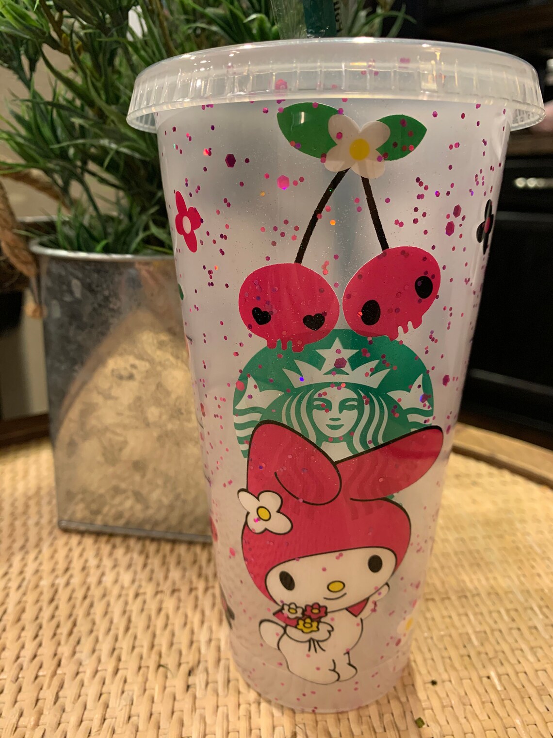 Handmade Venti Frosted Starbucks tumbler coated in glittery Etsy