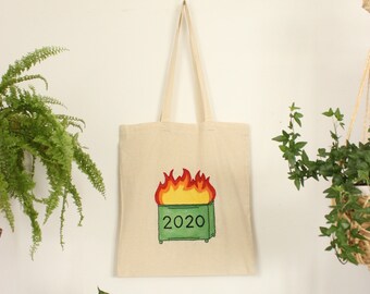 2020 in Flames – One of a Kind Hand Embroidered Tote