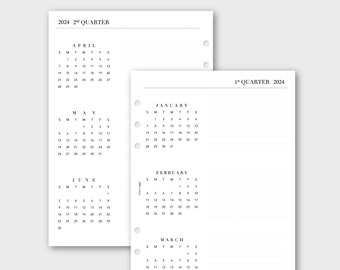 2024 Quarterly Planner| A5 Personal Wide Half Letter Pocket Planner Inserts