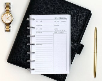 books and journals Reading Log, Book Review Journal inserts | Planner Insert | A5, Half Letter, Personal, Personal Wide, A6, Happy Planner