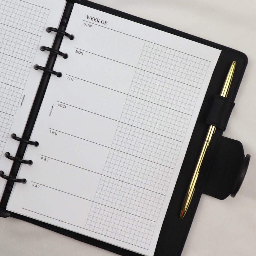 Weekly on One Page | Horizontal | A5 Personal Wide Pocket Half Letter ...